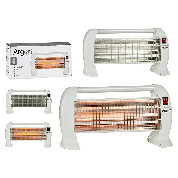 Estufa de cuarzo con pie - 1.200 W, Blanco - Vista angular