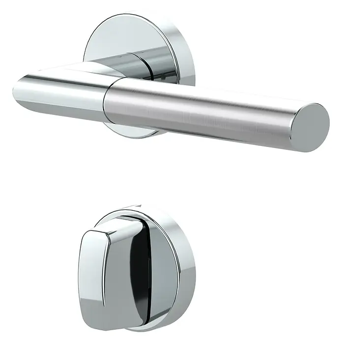 Diamond Doors Creative Zimmertürgarnitur WC Dallas - Türstärke: 40 mm - 45 mm, Schlitzkopf/Olive SK/OL, Edelstahl, L-Form - Diagonale Ansicht