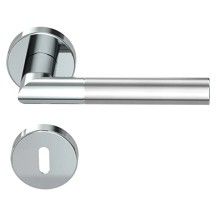 Diamond Doors Creative Zimmertürgarnitur Dallas - Türstärke: 40 mm - 45 mm, Buntbart BB, Edelstahl, L-Form - Vorderansicht