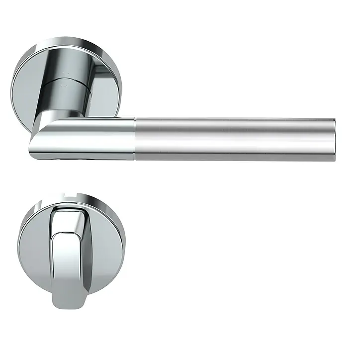 Diamond Doors Creative Zimmertürgarnitur WC Dallas - Türstärke: 40 mm - 45 mm, Schlitzkopf/Olive SK/OL, Edelstahl, L-Form - Vorderansicht