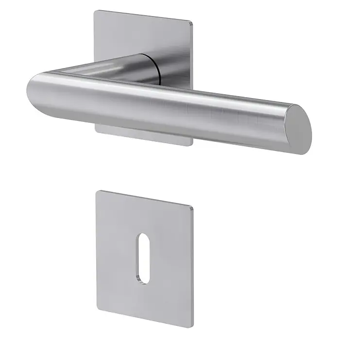 Diamond Doors Design Zimmertürgarnitur Washington - Türstärke: 40 mm - 45 mm, Buntbart BB, Edelstahl, L-Form - Diagonale Ansicht