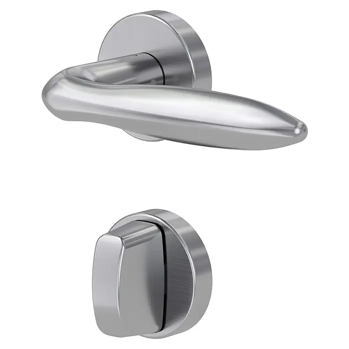 Diamond Doors Modern Zimmertürgarnitur WC Fun - Türstärke: 40 mm - 45 mm, Schlitzkopf/Olive SK/OL, Edelstahl, L-Form - Diagonale Ansicht