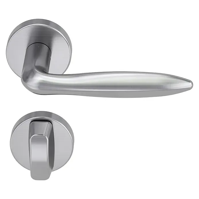 Diamond Doors Modern Zimmertürgarnitur WC Fun - Türstärke: 40 mm - 45 mm, Schlitzkopf/Olive SK/OL, Edelstahl, L-Form - Vorderansicht