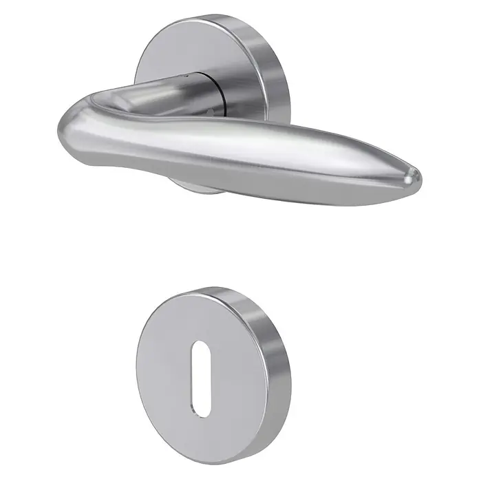 Diamond Doors Modern Zimmertürgarnitur Fun - Türstärke: 40 mm - 45 mm, Buntbart BB, Edelstahl, L-Form - Diagonale Ansicht