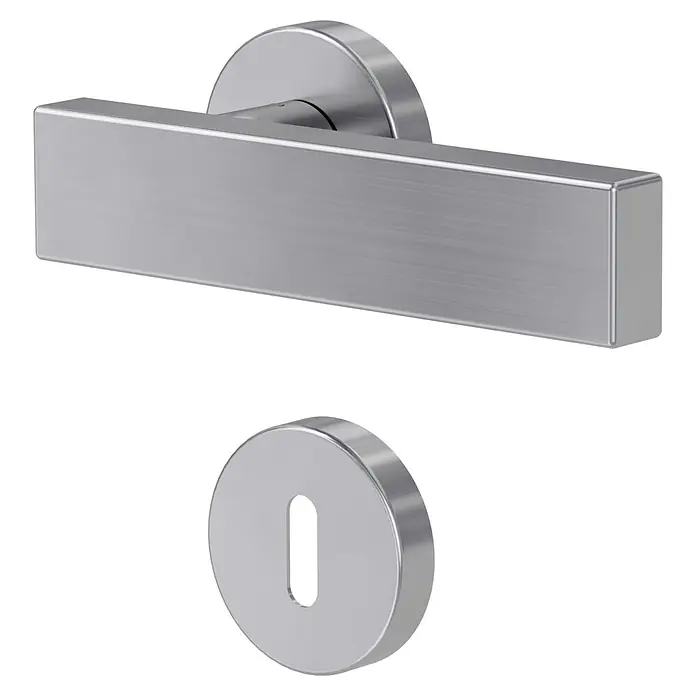 Diamond Doors Modern Zimmertürgarnitur Cube - Edelstahl, Buntbart BB - Diagonale Ansicht
