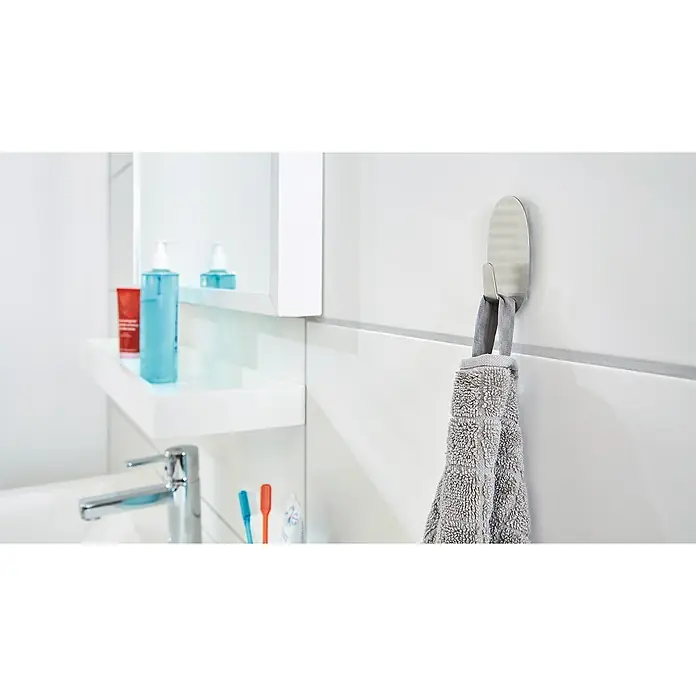 Tesa Powerstrips Selbstklebehaken - Oval, Größe: L, Metallic, 1 Stk. - Stimmungsaufnahme