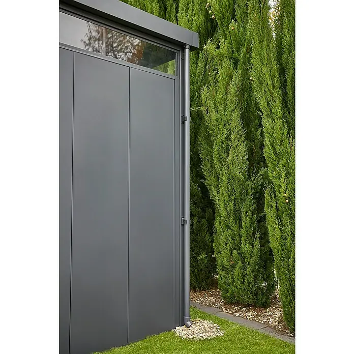 Gardol Gerätehaus Pureline - Außenbreite inkl. Dachüberstand: 274 cm, Außentiefe inkl. Dachüberstand: 154 cm, Metall, Anthrazit - Stimmungsaufnahme