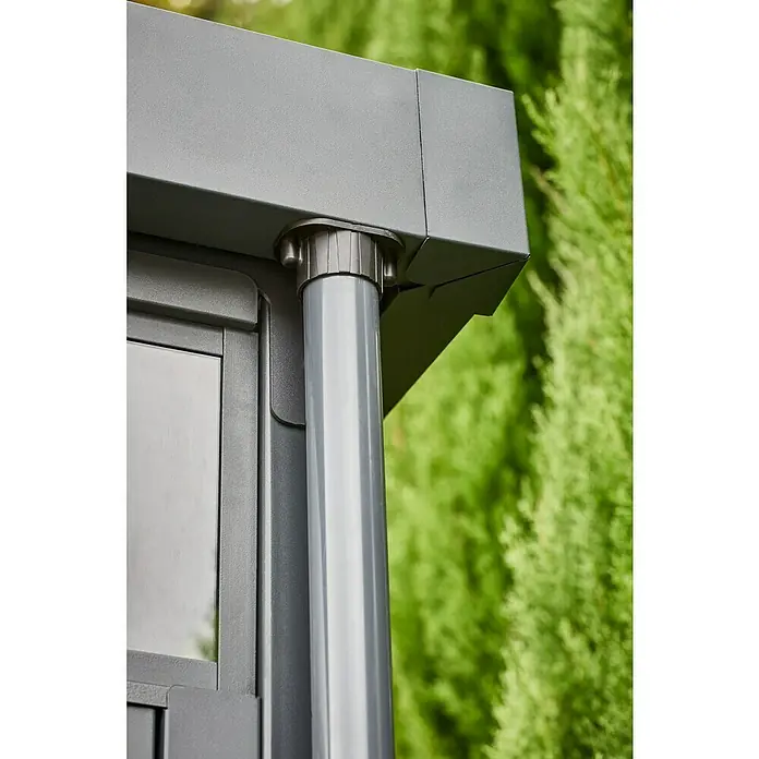 Gardol Gerätehaus Pureline - Außenbreite inkl. Dachüberstand: 274 cm, Außentiefe inkl. Dachüberstand: 154 cm, Metall, Anthrazit - Stimmungsaufnahme