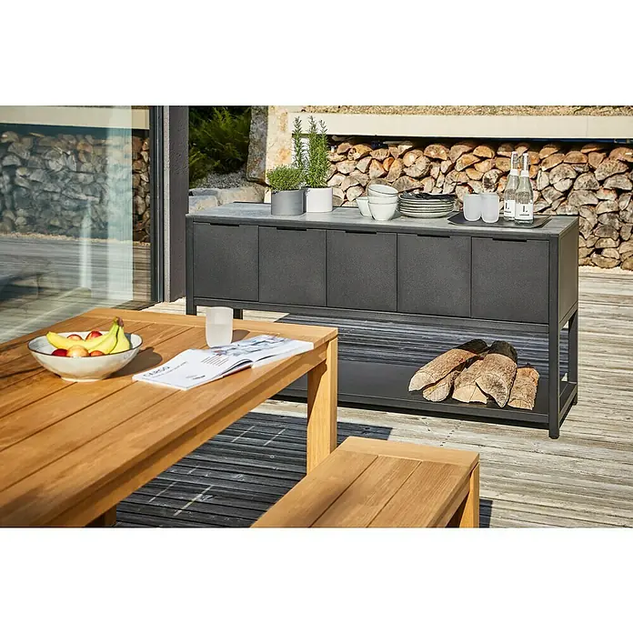 Sunfun Melina Pomoćni ormarić za vanjsku kuhinju - 60 x 180 x 90 cm, Crne boje - Živopisni prikaz