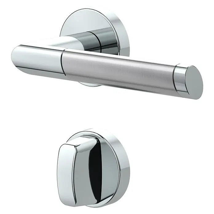 Diamond Doors Creative Zimmertürgarnitur WC Nebraska - Türstärke: 40 mm - 45 mm, Schlitzkopf/Olive SK/OL, Edelstahl, L-Form - Diagonale Ansicht