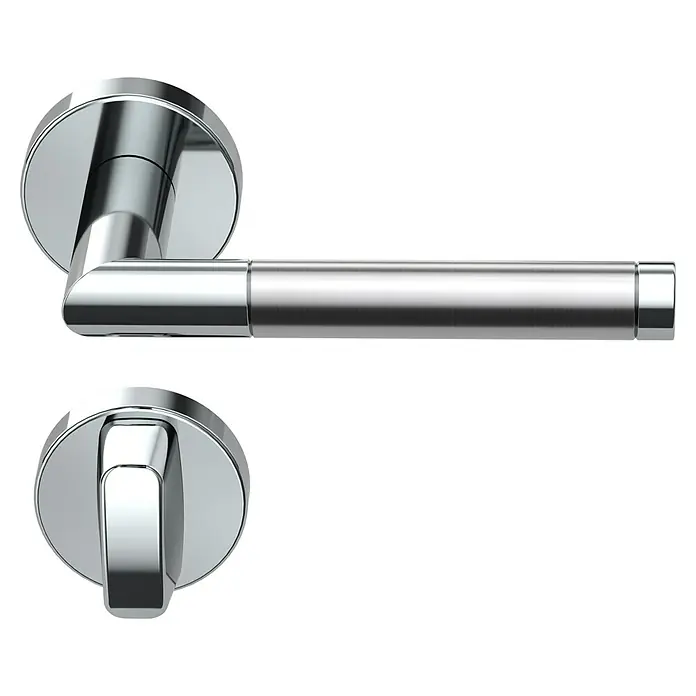 Diamond Doors Creative Zimmertürgarnitur WC Nebraska - Türstärke: 40 mm - 45 mm, Schlitzkopf/Olive SK/OL, Edelstahl, L-Form - Diagonale Ansicht