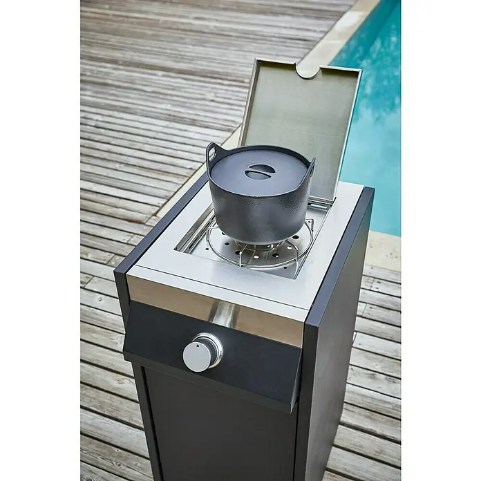 Kingstone Grillküchen-Modul The Quad Side - Schwarz, L x B x H: 55,3 x 36,7 x 91,3 cm, 3 kW - Anwendungsbeispiel