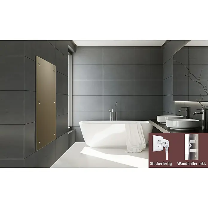 Admiral Infrarot-Glasheizkörper - 45 x 120 cm, 850 W, Beige, Grau - Stimmungsaufnahme