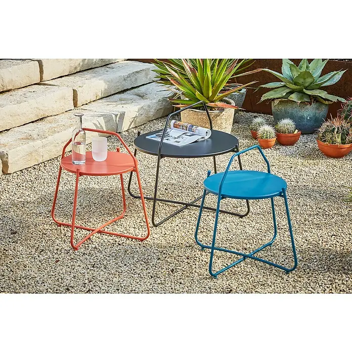 Sunfun Melina Okrugli vrtni pomoćni stolić - D x Š x V: 60 x 60 x 57,5 cm, Crne boje - Živopisni prikaz