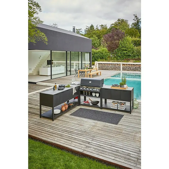 Sunfun Melina Grillküchen-Sideboard - 60 x 120 x 90 cm, Schwarz - Stimmungsaufnahme