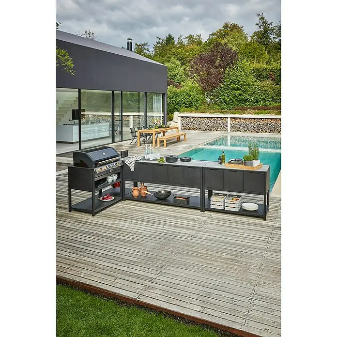 Kingstone KMS Gasgrill Cliff 605-II Built In - Anzahl Brenner: 6, Hauptgrillfläche: 89,2 x 45 cm, 14 kW, Schwarz/Silber - Stimmungsaufnahme