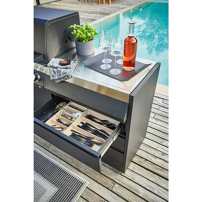 Kingstone Grillküchen-Modul The Quad Big - Schwarz, L x B x H: 55,3 x 73 x 91,3 cm - Anwendungsbeispiel