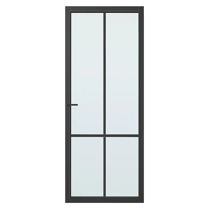 Solid Elements Binnendeur SE 4755 blank glas - 88 x 231,5 cm, Draairichting: Rechts, Zwart, Stomp - Vooraanzicht