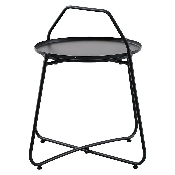 Sunfun Melina Okrugli vrtni pomoćni stolić - D x Š x V: 60 x 60 x 57,5 cm, Crne boje - Pogled sprijeda