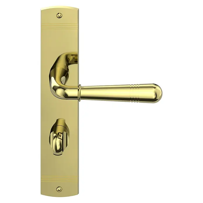 Diamond Doors Classic Zimmertürgarnitur WC Kalifornien - Messing, Poliert, Türstärke: 40 mm - 45 mm, Langschild - Vorderansicht