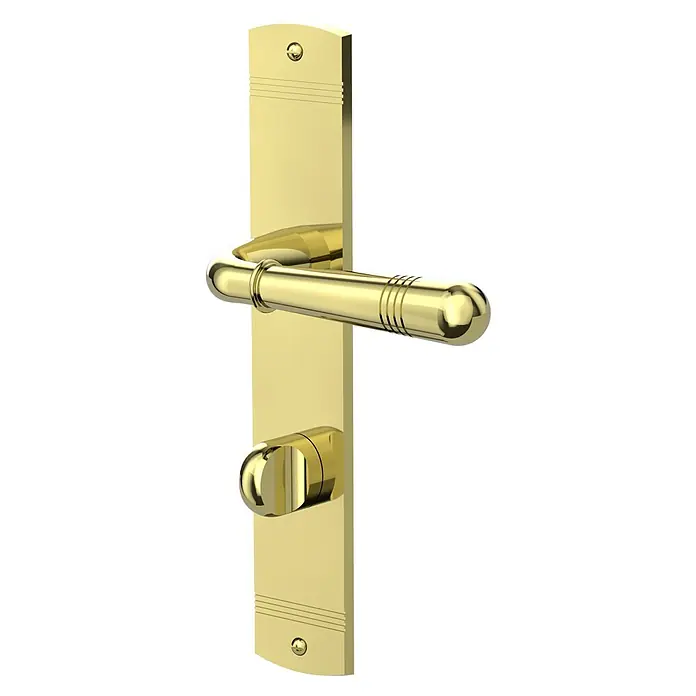 Diamond Doors Classic Zimmertürgarnitur WC Kalifornien - Messing, Poliert, Türstärke: 40 mm - 45 mm, Langschild - Diagonale Ansicht