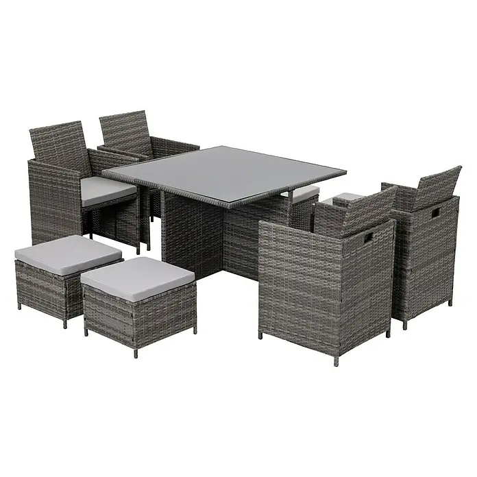 Conjunto de muebles Liv - 9 piezas, Bicolor marrón/antracita - Vista angular