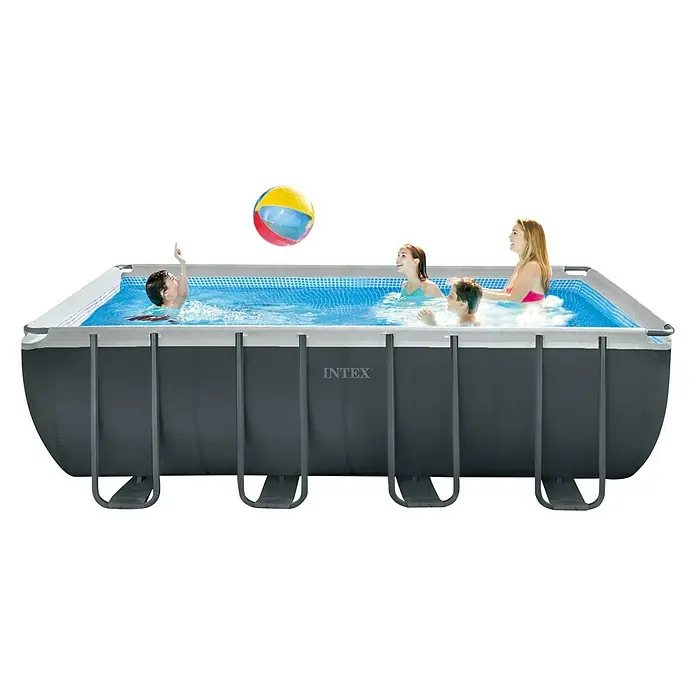 Set bazen s priborom Frame Pool Ultra Quadra XTR - D x Š x V: 549 x 274 x 132 cm, 17.203 l, Tamnosive boje - Proizvod u upotrebi