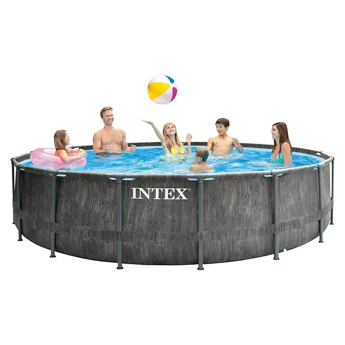 Intex Piscina Frame Greywood - Ø x Al: 457 x 122 cm, 16,8 m³, Gris - Producto en uso
