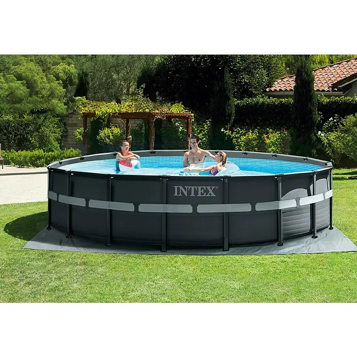 Intex Frame-Pool-Set Ultra Rondo XTR - Ø x H: 549 x 132 cm, 26,42 m³, Anthrazit - Anwendungsbeispiel