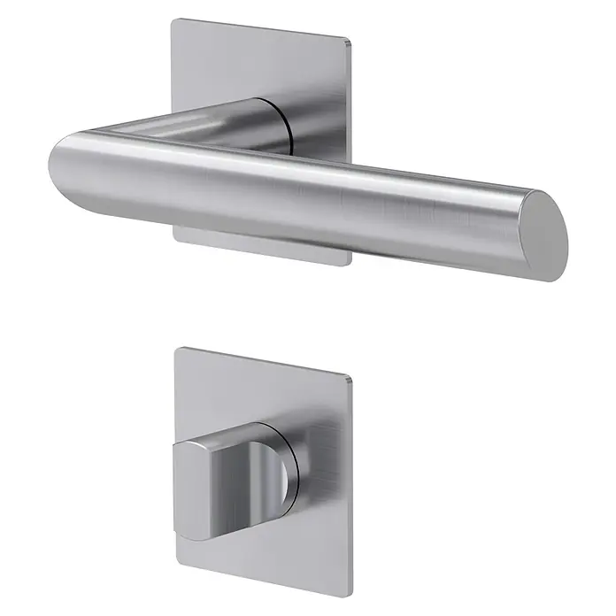 Diamond Doors Design Zimmertürgarnitur WC Washington - Türstärke: 40 mm - 45 mm, Schlitzkopf/Olive SK/OL, Edelstahl, L-Form - Diagonale Ansicht