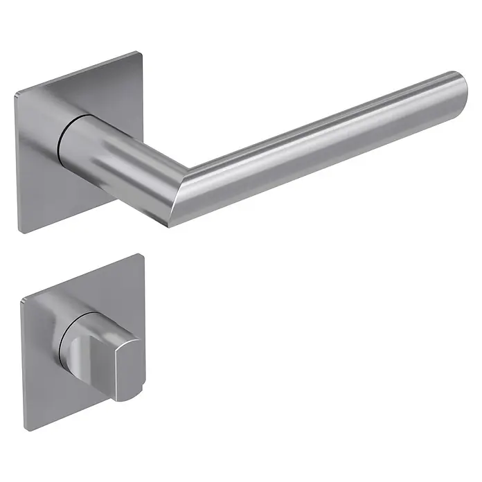 Diamond Doors Design Zimmertürgarnitur WC Washington - Türstärke: 40 mm - 45 mm, Schlitzkopf/Olive SK/OL, Edelstahl, L-Form - Diagonale Ansicht