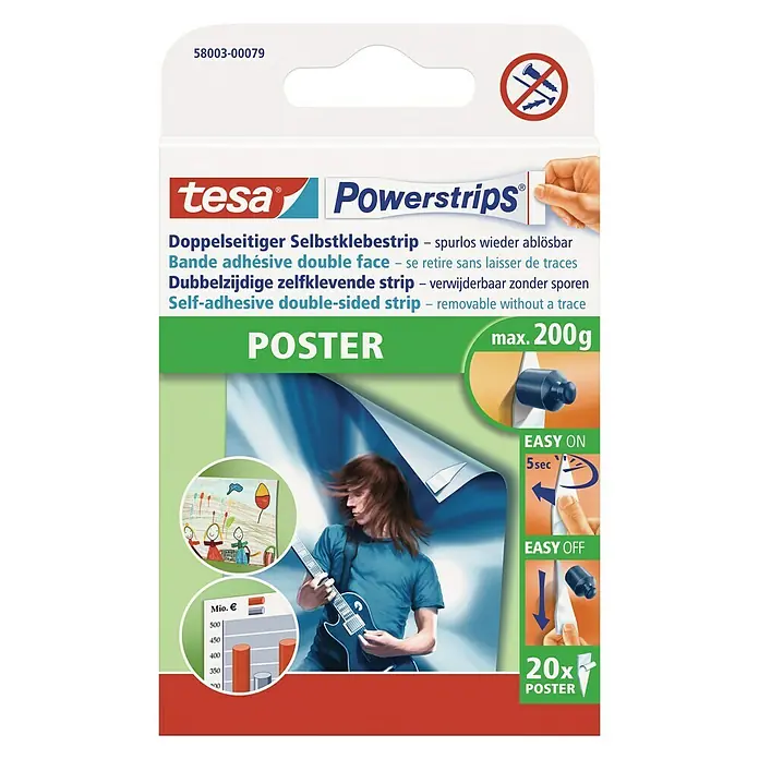 Tesa Powerstrips Selbstklebestrip Poster - 20 Stk. - Vorderansicht