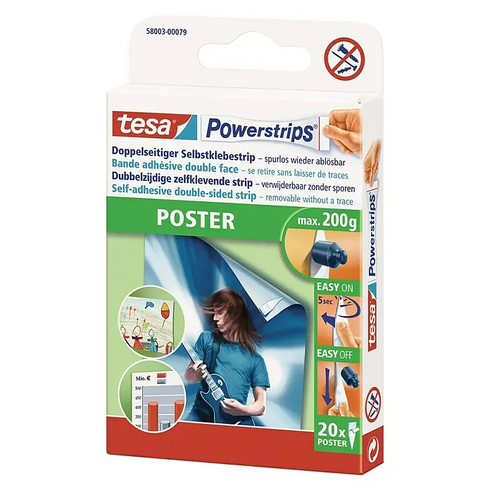 Tesa Powerstrips Selbstklebestrip Poster - 20 Stk. - Vorderansicht