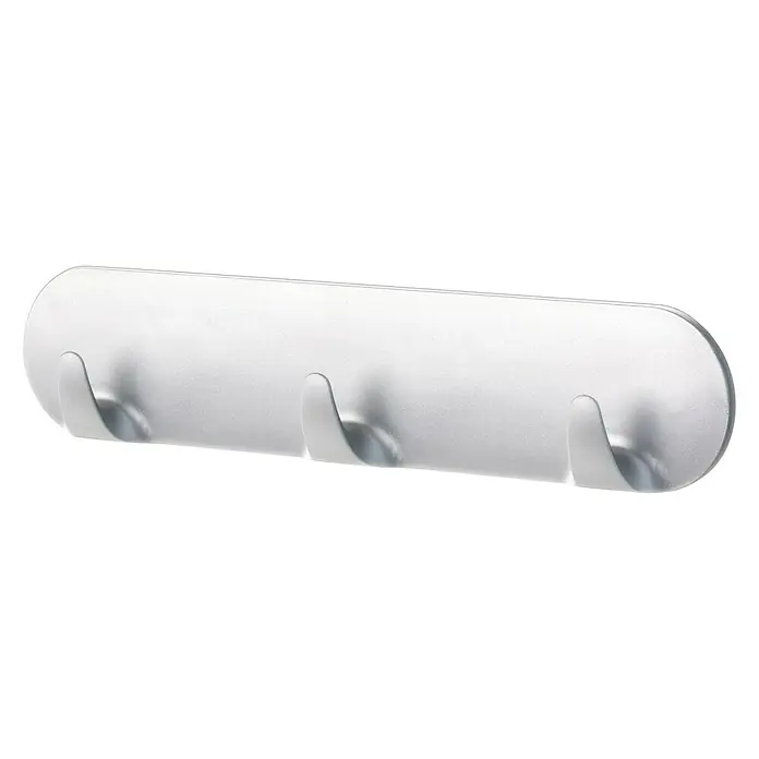 Tesa Powerstrips Hakenleiste - Selbstklebend, Chrom matt - Vorderansicht
