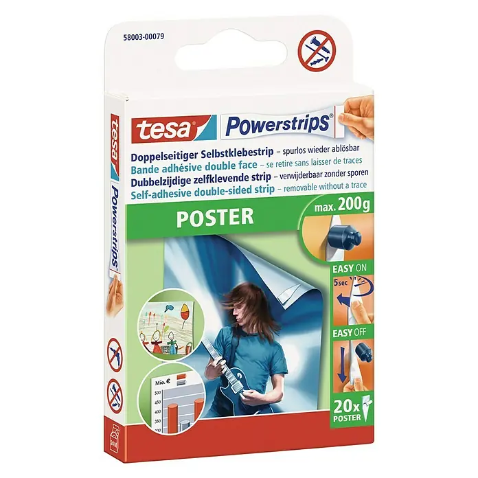 Tesa Powerstrips Selbstklebestrip Poster - 20 Stk. - Vorderansicht