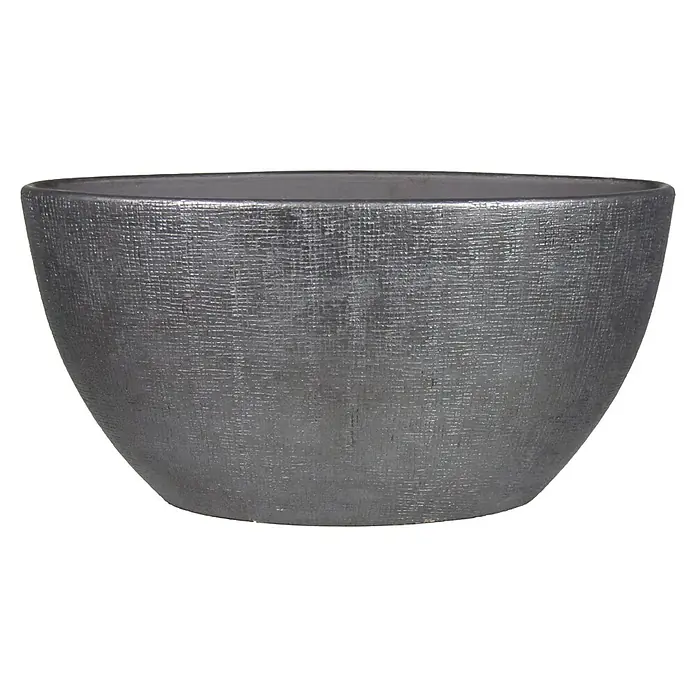 Floran Plantenschaal Mira - l x b x h: 20 x 49 x 25 cm, Keramiek, Zwart metallic - Vooraanzicht