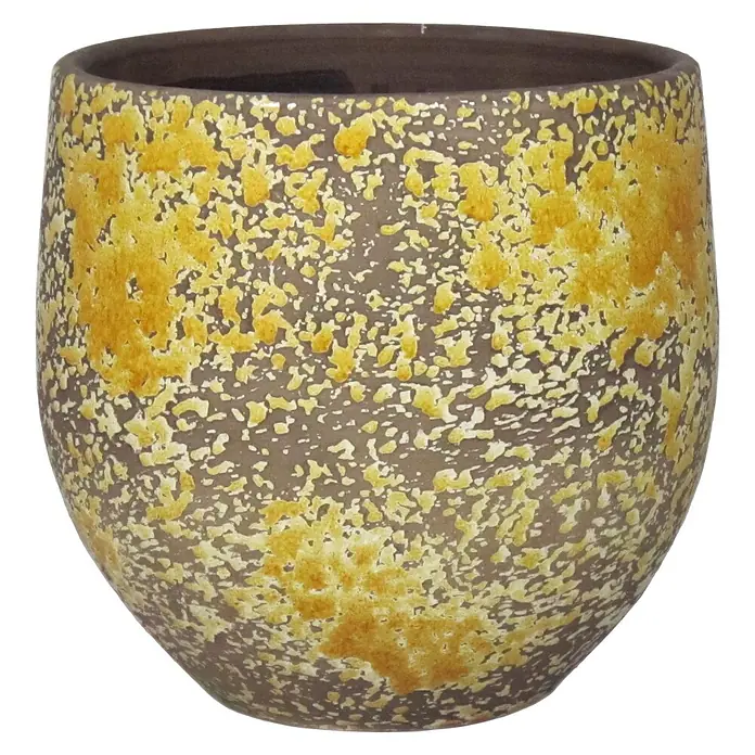 Floran Plantenpot Luuk - Ø x h: 24 x 24 cm, Keramiek, Geel - Vooraanzicht
