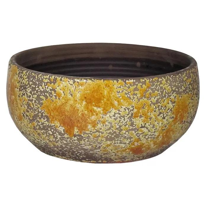 Floran Plantenschaal Luuk - Ø x h: 28 x 13 cm, Keramiek, Oker, Rond - Vooraanzicht