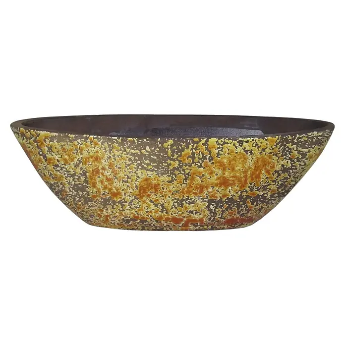 Floran Plantenschaal Luuk - 15 x 40 x 12 cm, Keramiek, Oker, Ovaal - Vooraanzicht