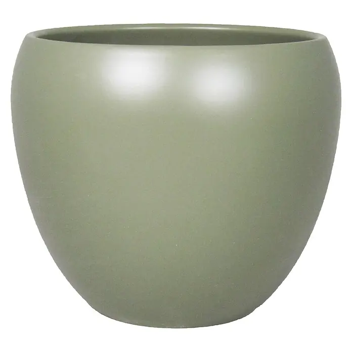 Floran Plantenpot Rian - Ø x h: 14 x 11,5 cm, Keramiek, Legergroen Mat - Vooraanzicht