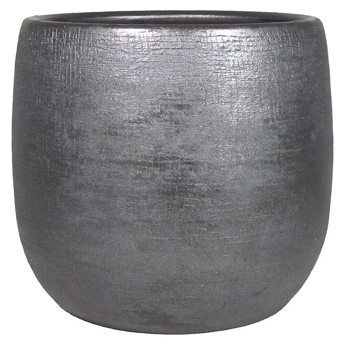 Floran Plantenpot Mira - Ø x h: 24 x 22 cm, Keramiek, Zwart metallic - Vooraanzicht