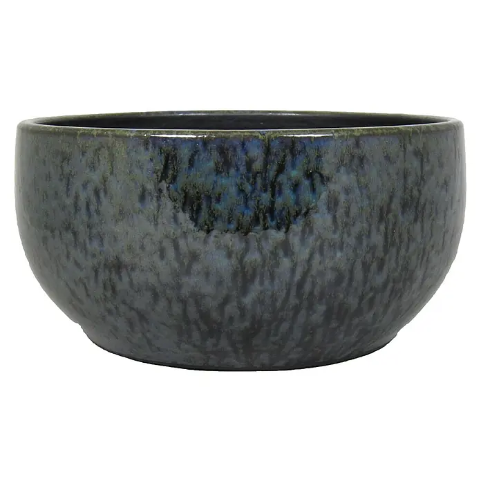 Floran Plantenschaal Mason - 28 x 13 cm, Keramiek, Groen/Blauw, Rond - Vooraanzicht