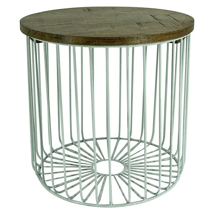 Mesa auxiliar Jules - Ø x Al: 30 x 31 cm, Blanco, Madera de mango - Vista frontal