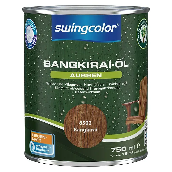 swingcolor Bangkirai-Öl - Bangkirai, 750 ml, Seidenmatt, Wasserbasiert - Vorderansicht