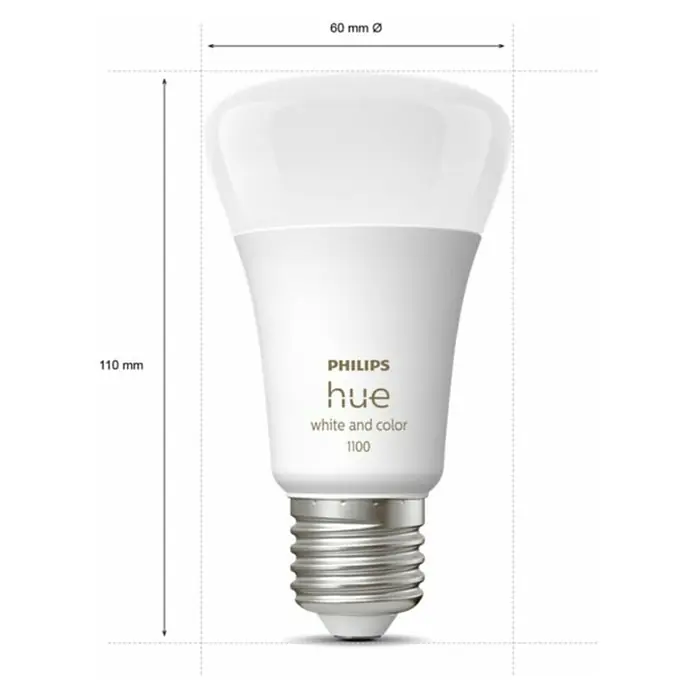Philips Hue Pack bombillas LED Pack de 3 - 9,5 W, E27 - Dibujo técnico