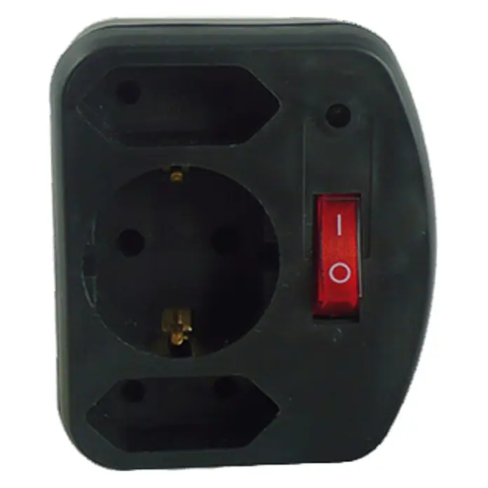 Adaptador de sobretensión con interruptor - Negro - Vista frontal