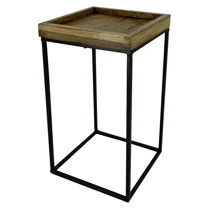 Beistelltisch - L x B x H: 25 x 25 x 44 cm, Mangoholz - Diagonale Ansicht
