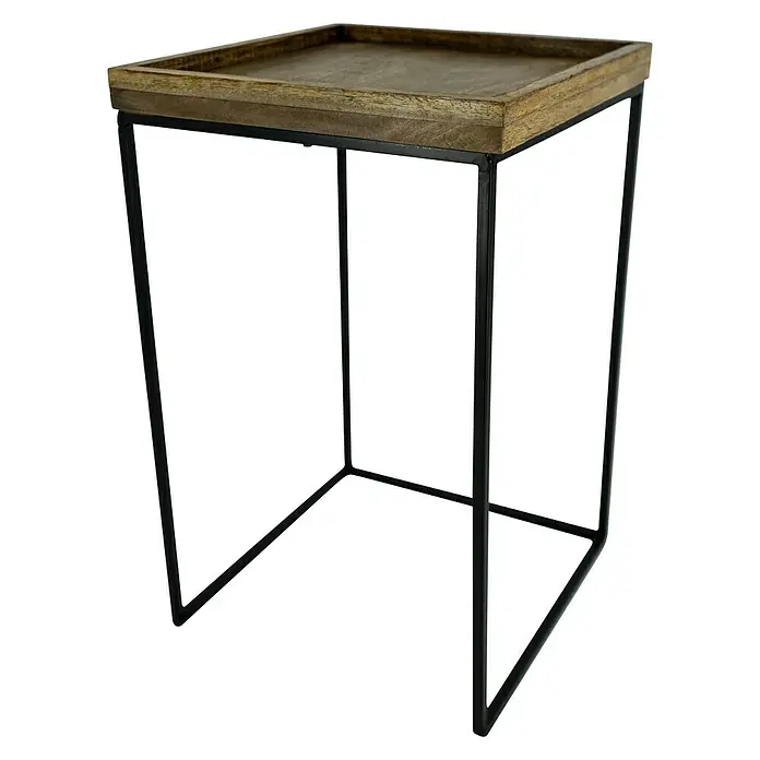 Beistelltisch - L x B x H: 33 x 33 x 52 cm, Mangoholz - Diagonale Ansicht