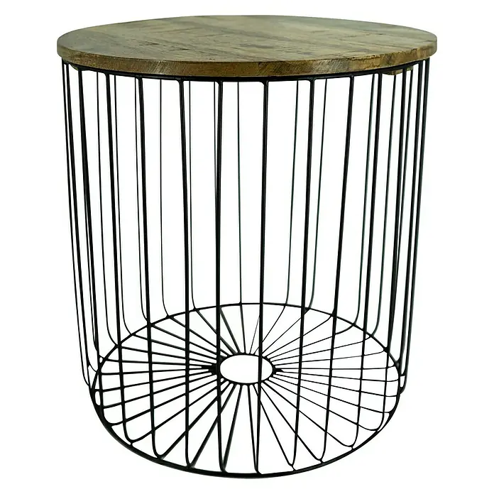 Mesa auxiliar de jardín Jules - Ø x Al: 35 x 37 cm, Negro - Vista frontal