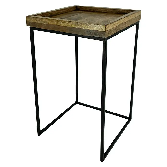 Beistelltisch - L x B x H: 30 x 30 x 48 cm, Mangoholz - Diagonale Ansicht